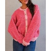image:imageCicy Bell Womens Striped Cardigan Sweaters Long Sleeve Button Up Knit Tops  Color Block Loose Fit Button Down Open Front Casual Cardigan Fall WinterRed