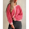 image:imageCicy Bell Womens Striped Cardigan Sweaters Long Sleeve Button Up Knit Tops  Color Block Loose Fit Button Down Open Front Casual Cardigan Fall WinterRed