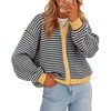 image:imageCicy Bell Womens Striped Cardigan Sweaters Long Sleeve Button Up Knit Tops  Color Block Loose Fit Button Down Open Front Casual Cardigan Fall WinterCoffee