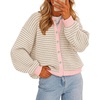 image:imageCicy Bell Womens Striped Cardigan Sweaters Long Sleeve Button Up Knit Tops  Color Block Loose Fit Button Down Open Front Casual Cardigan Fall WinterLight Khaki