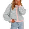 image:imageCicy Bell Womens Striped Cardigan Sweaters Long Sleeve Button Up Knit Tops  Color Block Loose Fit Button Down Open Front Casual Cardigan Fall WinterLight Grey