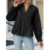 image:imageCicy Bell Womens Button Down Shirts Pleated V Neck Puff Long Sleeve Dressy Tops Loose Fit Casual Cute BlouseBlack
