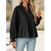 image:imageCicy Bell Womens Button Down Shirts Pleated V Neck Puff Long Sleeve Dressy Tops Loose Fit Casual Cute BlouseBlack
