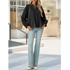image:imageCicy Bell Womens Button Down Shirts Pleated V Neck Puff Long Sleeve Dressy Tops Loose Fit Casual Cute BlouseBlack