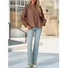 image:imageCicy Bell Womens Button Down Shirts Pleated V Neck Puff Long Sleeve Dressy Tops Loose Fit Casual Cute BlouseBrown
