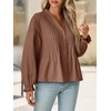 image:imageCicy Bell Womens Button Down Shirts Pleated V Neck Puff Long Sleeve Dressy Tops Loose Fit Casual Cute BlouseBrown