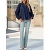 image:imageCicy Bell Womens Button Down Shirts Pleated V Neck Puff Long Sleeve Dressy Tops Loose Fit Casual Cute BlouseNavy