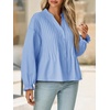 image:imageCicy Bell Womens Button Down Shirts Pleated V Neck Puff Long Sleeve Dressy Tops Loose Fit Casual Cute BlouseSky Blue