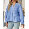 image:imageCicy Bell Womens Button Down Shirts Pleated V Neck Puff Long Sleeve Dressy Tops Loose Fit Casual Cute BlouseSky Blue