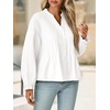 image:imageCicy Bell Womens Button Down Shirts Pleated V Neck Puff Long Sleeve Dressy Tops Loose Fit Casual Cute BlouseWhite