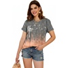image:imageCicy Bell Womens Dandelion Print T Shirts Cute Graphic Tees Short Sleeve Summer Cotton Tee TopsGray Orange