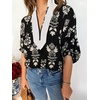 image:imageCicy Bell Womens Floral Color Block V Neck Blouses Puff Sleeve Boho TopsBlack