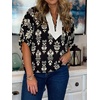 image:imageCicy Bell Womens Floral Color Block V Neck Blouses Puff Sleeve Boho TopsBlack