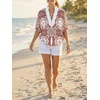 image:imageCicy Bell Womens Floral Color Block V Neck Blouses Puff Sleeve Boho TopsBurgundy
