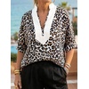 image:imageCicy Bell Womens Floral Color Block V Neck Blouses Puff Sleeve Boho TopsLeopard Print