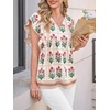 image:imageCicy Bell Womens Floral Peplum Babydoll Tops Ruffle Cap Sleeve V Neck Blouses Summer Casual Boho Flowy ShirtsKhaki