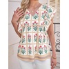 image:imageCicy Bell Womens Floral Peplum Babydoll Tops Ruffle Cap Sleeve V Neck Blouses Summer Casual Boho Flowy ShirtsKhaki