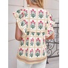 image:imageCicy Bell Womens Floral Peplum Babydoll Tops Ruffle Cap Sleeve V Neck Blouses Summer Casual Boho Flowy ShirtsKhaki