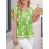 image:imageCicy Bell Womens Floral Peplum Babydoll Tops Ruffle Cap Sleeve V Neck Blouses Summer Casual Boho Flowy ShirtsOlive Drab