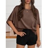 image:imageCicy Bell Womens Oversized T Shirts Batwing Half Sleeve Summer Casual Crewneck Cropped Tops Loose Fit Basic TeesBrown