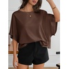 image:imageCicy Bell Womens Oversized T Shirts Batwing Half Sleeve Summer Casual Crewneck Cropped Tops Loose Fit Basic TeesBrown