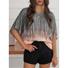 image:imageCicy Bell Womens Oversized T Shirts Batwing Half Sleeve Summer Casual Crewneck Cropped Tops Loose Fit Basic TeesGrayish Orange