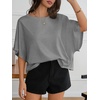 image:imageCicy Bell Womens Oversized T Shirts Batwing Half Sleeve Summer Casual Crewneck Cropped Tops Loose Fit Basic TeesGrey