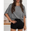 image:imageCicy Bell Womens Oversized T Shirts Batwing Half Sleeve Summer Casual Crewneck Cropped Tops Loose Fit Basic TeesGrey