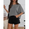 image:imageCicy Bell Womens Oversized T Shirts Batwing Half Sleeve Summer Casual Crewneck Cropped Tops Loose Fit Basic TeesGrey
