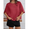 image:imageCicy Bell Womens Oversized T Shirts Batwing Half Sleeve Summer Casual Crewneck Cropped Tops Loose Fit Basic TeesRed