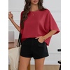 image:imageCicy Bell Womens Oversized T Shirts Batwing Half Sleeve Summer Casual Crewneck Cropped Tops Loose Fit Basic TeesRed