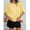 image:imageCicy Bell Womens Oversized T Shirts Batwing Half Sleeve Summer Casual Crewneck Cropped Tops Loose Fit Basic TeesYellow