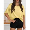 image:imageCicy Bell Womens Oversized T Shirts Batwing Half Sleeve Summer Casual Crewneck Cropped Tops Loose Fit Basic TeesYellow