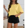 image:imageCicy Bell Womens Oversized T Shirts Batwing Half Sleeve Summer Casual Crewneck Cropped Tops Loose Fit Basic TeesYellow