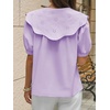 image:imageCicy Bell Womens Peter Pan Collar Button Down Shirts Puff Short Sleeve Summer Casual Eyelet Tops Cotton Loose Fit BlousesPale Purple