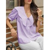 image:imageCicy Bell Womens Peter Pan Collar Button Down Shirts Puff Short Sleeve Summer Casual Eyelet Tops Cotton Loose Fit BlousesPale Purple