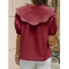 image:imageCicy Bell Womens Peter Pan Collar Button Down Shirts Puff Short Sleeve Summer Casual Eyelet Tops Cotton Loose Fit BlousesWine Red