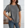 image:imageCicy Bell Womens Ruffle Short Sleeve T Shirt Summer Casual Crew Neck Tops Loose Fit Basic TeesDark Grey