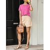 image:imageCicy Bell Womens Ruffle Short Sleeve T Shirt Summer Casual Crew Neck Tops Loose Fit Basic TeesRose Red