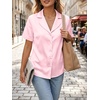 image:imageCicy Bell Womens Short Sleeve Satin Button Down Shirts Dressy Casual Tops  V Neck Relaxed Fit Work Attire Office Wear Business OutfitsPink