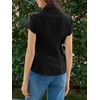 image:imageCicy Bell Womens Summer Button Down Shirts Short Sleeve Slim Fit Petite Ruched Cotton Blouses Cute Going Out Tops Black