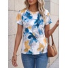image:imageCicy Bell Womens Summer Floral TShirts Short Sleeve Crew Neck Trendy Casual Tops Loose Fit TeesFloral Blue