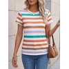 image:imageCicy Bell Womens Summer Floral TShirts Short Sleeve Crew Neck Trendy Casual Tops Loose Fit TeesYellow Striped