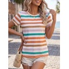 image:imageCicy Bell Womens Summer Floral TShirts Short Sleeve Crew Neck Trendy Casual Tops Loose Fit TeesYellow Striped
