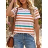 image:imageCicy Bell Womens Summer Floral TShirts Short Sleeve Crew Neck Trendy Casual Tops Loose Fit TeesYellow Striped