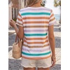 image:imageCicy Bell Womens Summer Floral TShirts Short Sleeve Crew Neck Trendy Casual Tops Loose Fit TeesYellow Striped