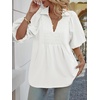 image:imageCicy Bell Womens Summer Half Puff Sleeve Blouses Smocked V Neck Babydoll Peplum Tunic Tops Dressy Casual Pleated Shirts White