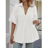 image:imageCicy Bell Womens Summer Half Puff Sleeve Blouses Smocked V Neck Babydoll Peplum Tunic Tops Dressy Casual Pleated Shirts White