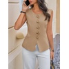 image:imageCicy Bell Womens Summer Sleeveless Blazer Vests Dressy Button Down Fitted Round Neck Waistcoat Work Office Suit Tops