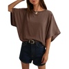 image:imageCicy Bell Womens Oversized T Shirts Batwing Half Sleeve Summer Casual Crewneck Cropped Tops Loose Fit Basic TeesBrown